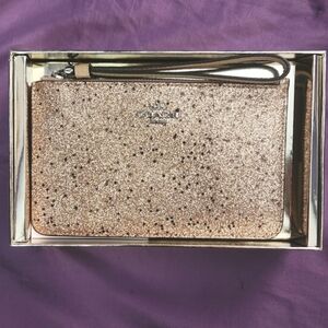 Coach Star Glitter Wristlet/Clutch Purse Bag Tan in Original Box